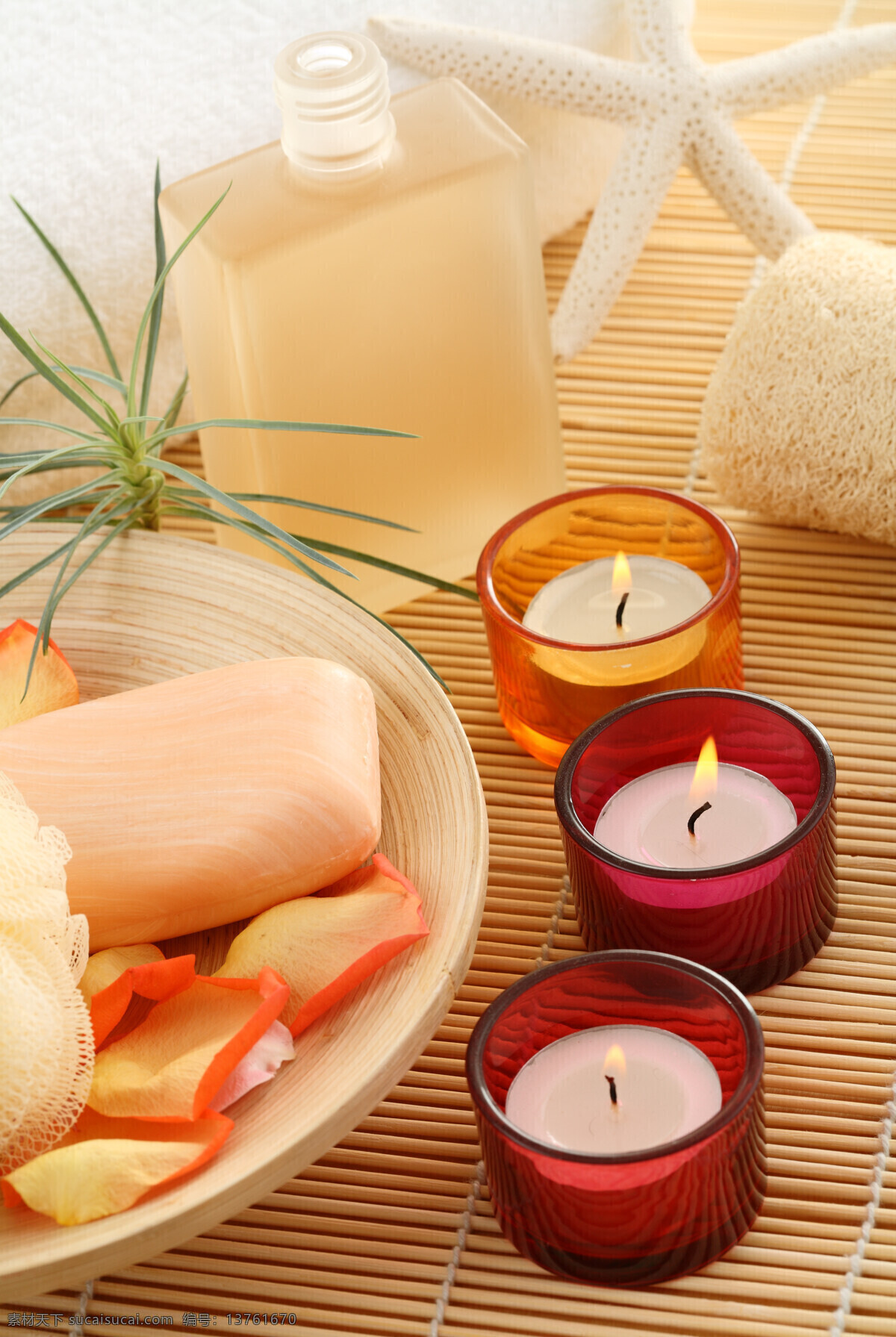 美容 spa 高清 蜡烛 精油 草席 床垫 花朵 花瓣 毛巾 家居生活 生活百科 高清图片
