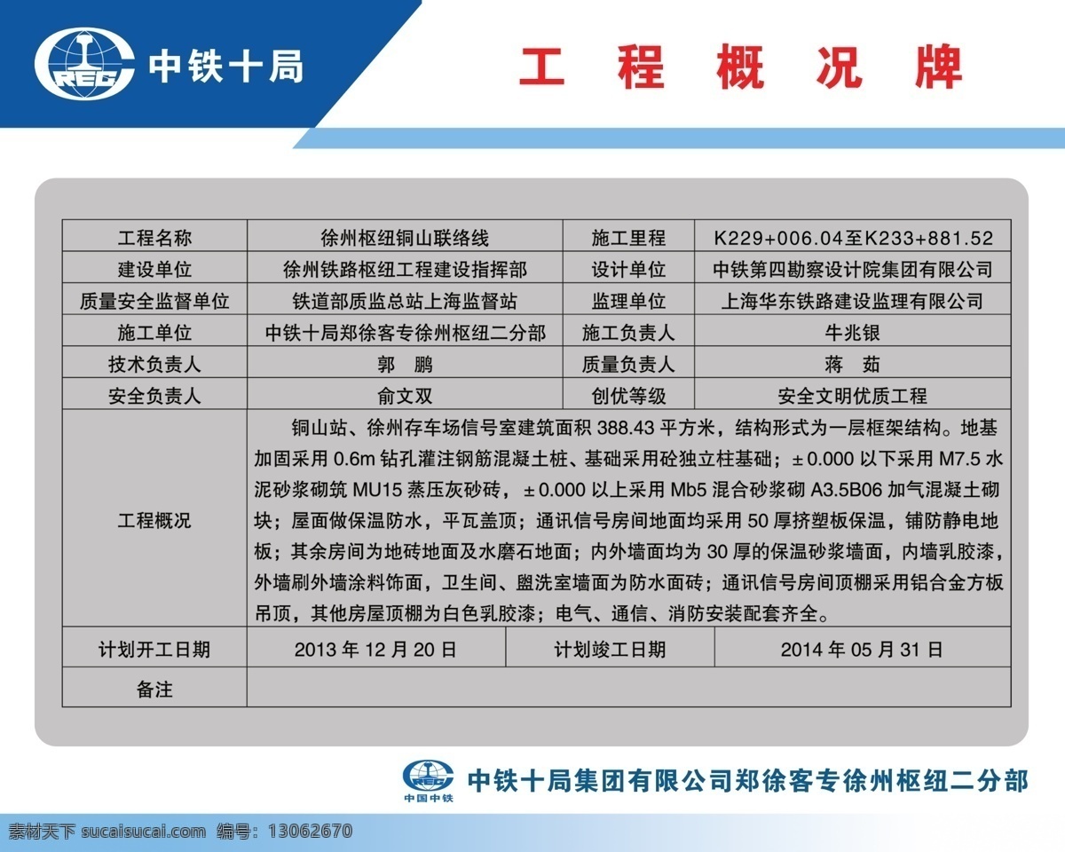 工程概况牌 工程 概况 表格 标志 中铁 中国 展板模板 广告设计模板 源文件
