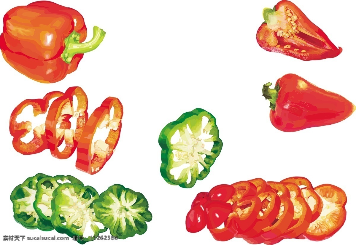 超 写实 辣椒 灯笼椒 模板 青椒 设计稿 蔬菜 素材元素 红椒 甜椒 源文件 矢量图