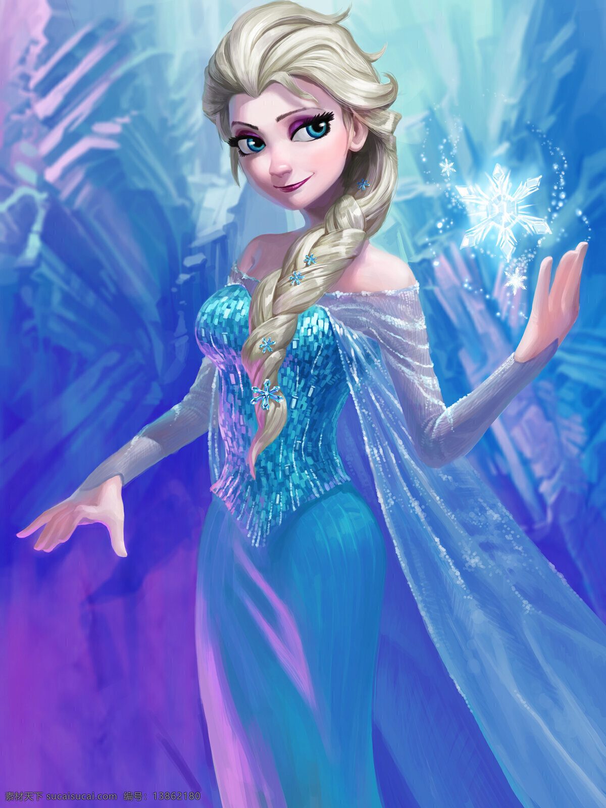 艾莎女王 冰雪奇缘 唯美 雪花 美女 数字绘画 数字绘画艺术 动漫动画 动漫人物
