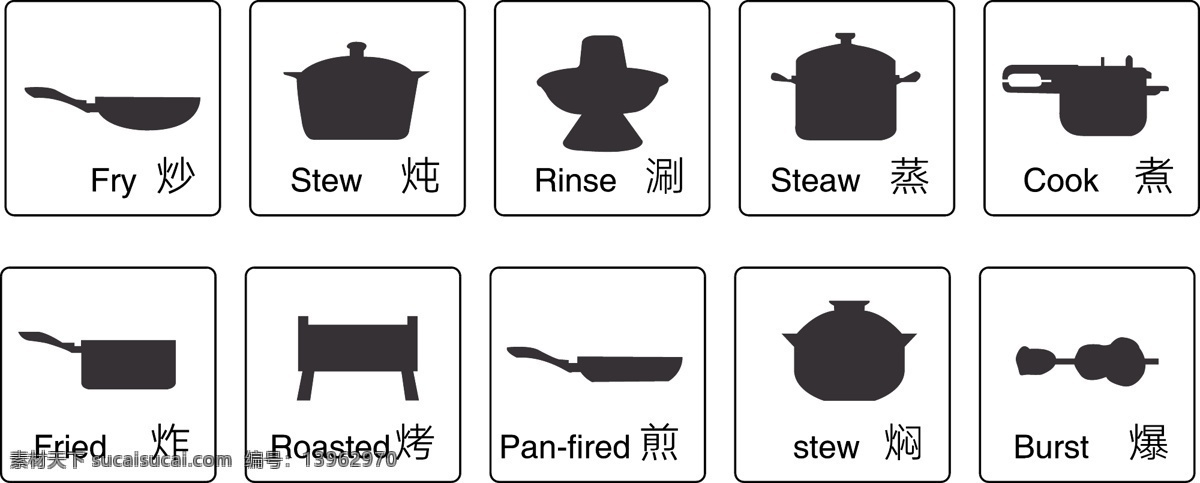 锅 平底锅 高压锅 炒锅 炖锅 标志图标 其他图标