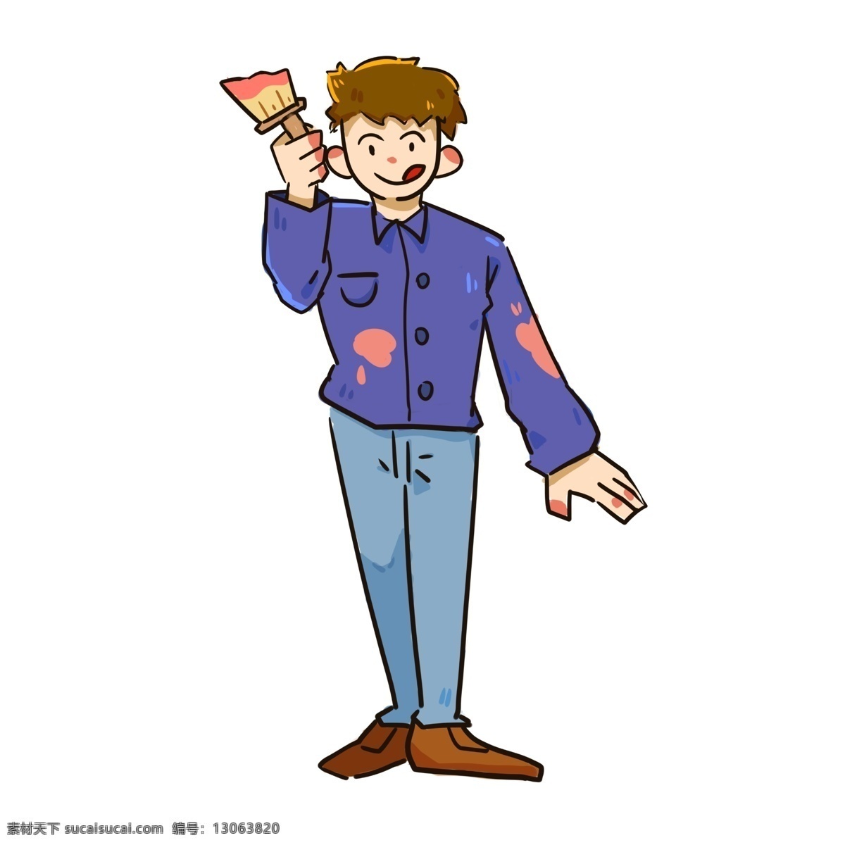 家装粉刷工人 家装节 蓝色 装修 工人 粉刷 家具 工作 卡通 手绘 扁平化 正能量 努力 装饰 可爱 快乐