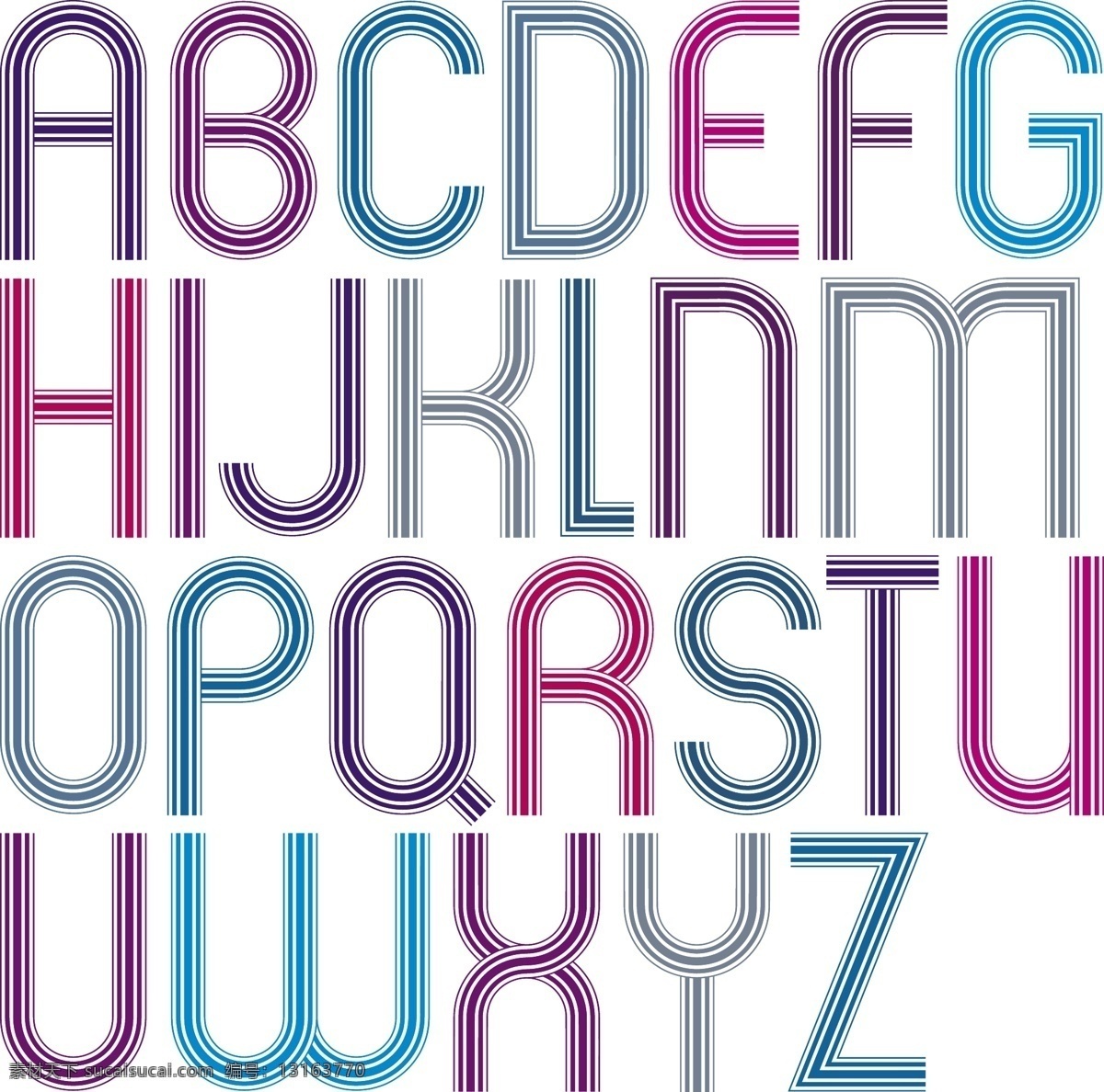 矢量彩色字母 彩色 字母 文字 艺术字体 书画文字 文化艺术 矢量素材 白色