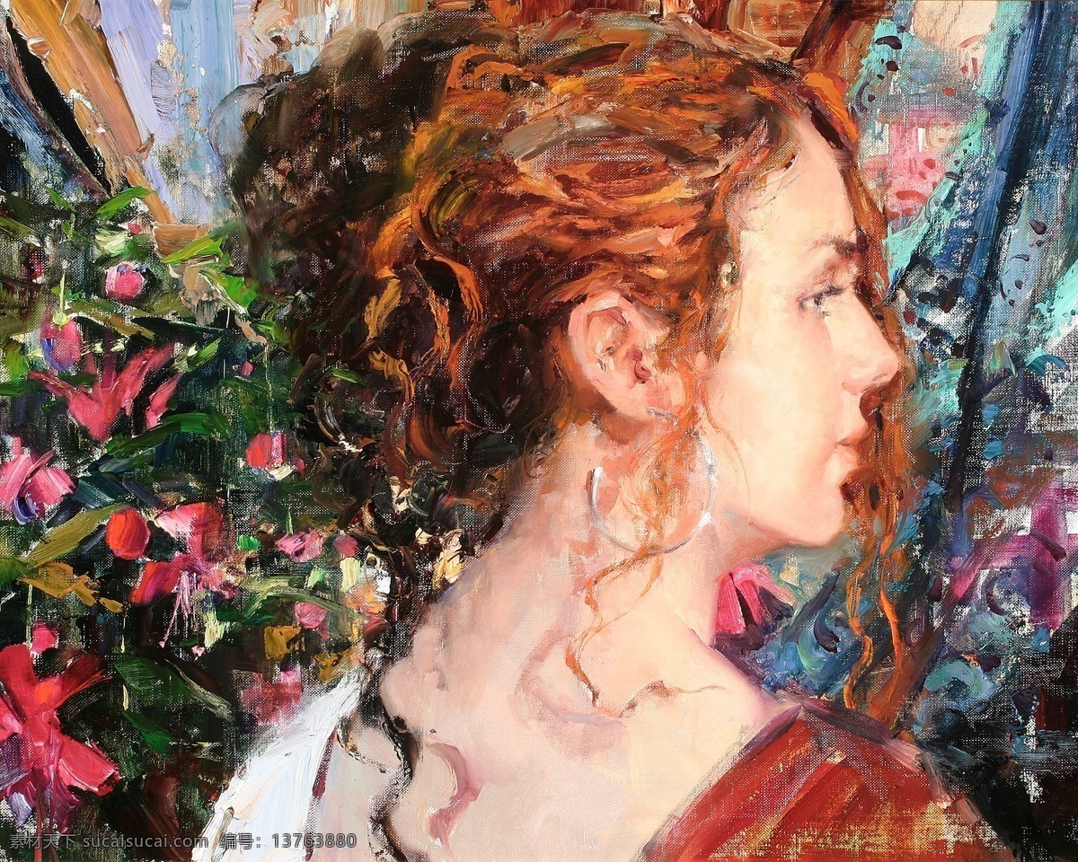 美女 肖像 油画 油画写生 人物油画 人物写生 女人肖像 人物肖像画 绘画艺术 装饰画 书画文字 文化艺术