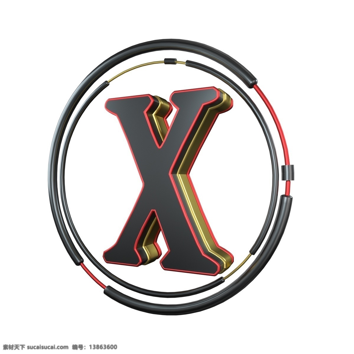 c4d 炫 酷 黑红 金 立体 字母 x 装饰 3d 炫酷 黑色 红色 金色 金属质感 平面海报配图 透明图层 字母x