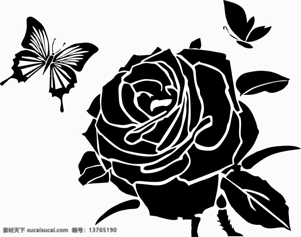 玫瑰蝴蝶 矢量图 花边 玫瑰 白色