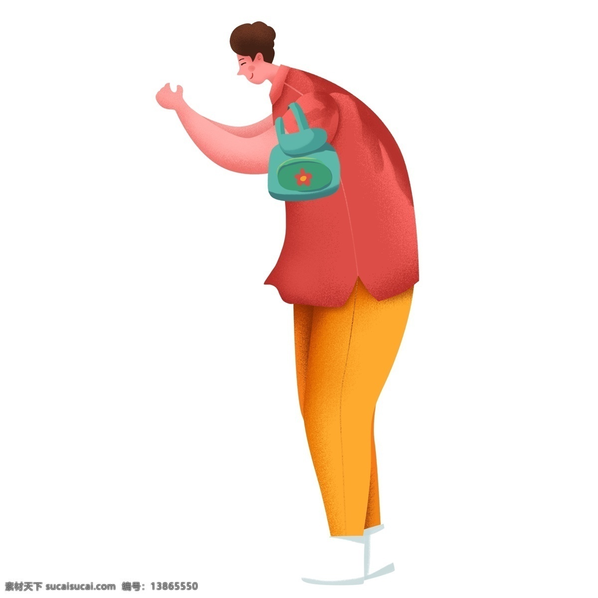 红色 衣服 人物 父亲 男子 卡通 彩色 小清新 创意 手绘 绘画元素 现代 简约 装饰 图案