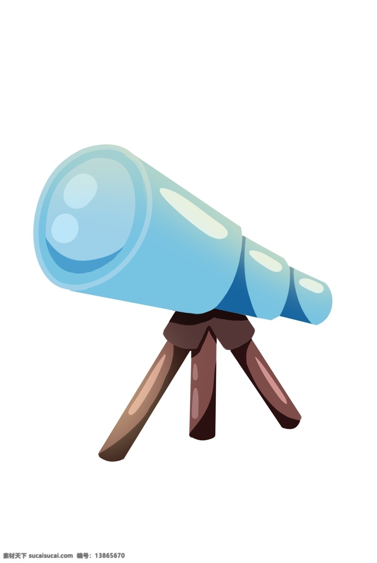 卡通 蓝色 望远镜 插图 棕色架子 简约的望远镜 卡通望远镜 蓝色望远镜 图案装饰设计 天文望远镜 精美望远镜