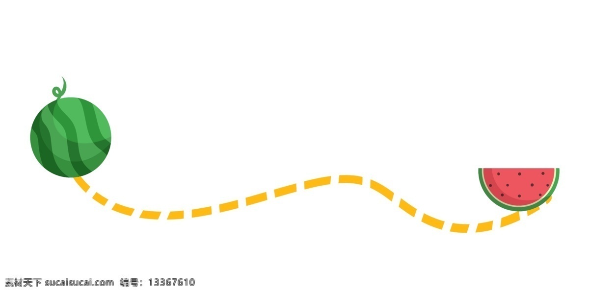 西瓜 分割线 手绘 插画 西瓜分割线 水果分割线 黄色的分割线 漂亮的分割线 创意分割线 手绘分割线