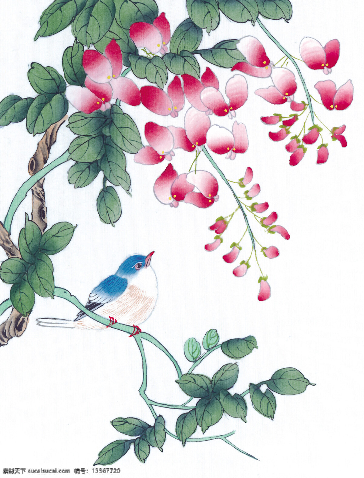 中式 花鸟 工笔画 花朵 花卉 花草 鸟 中国风 中式工笔画 文化艺术 绘画书法