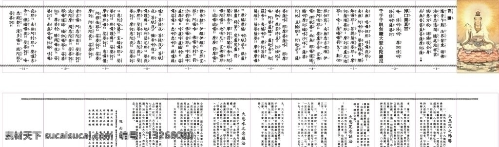 大悲咒 咒文 注音 观音菩萨 佛像 条纹 经文 有注音大悲咒 宗教信仰 文化艺术 矢量