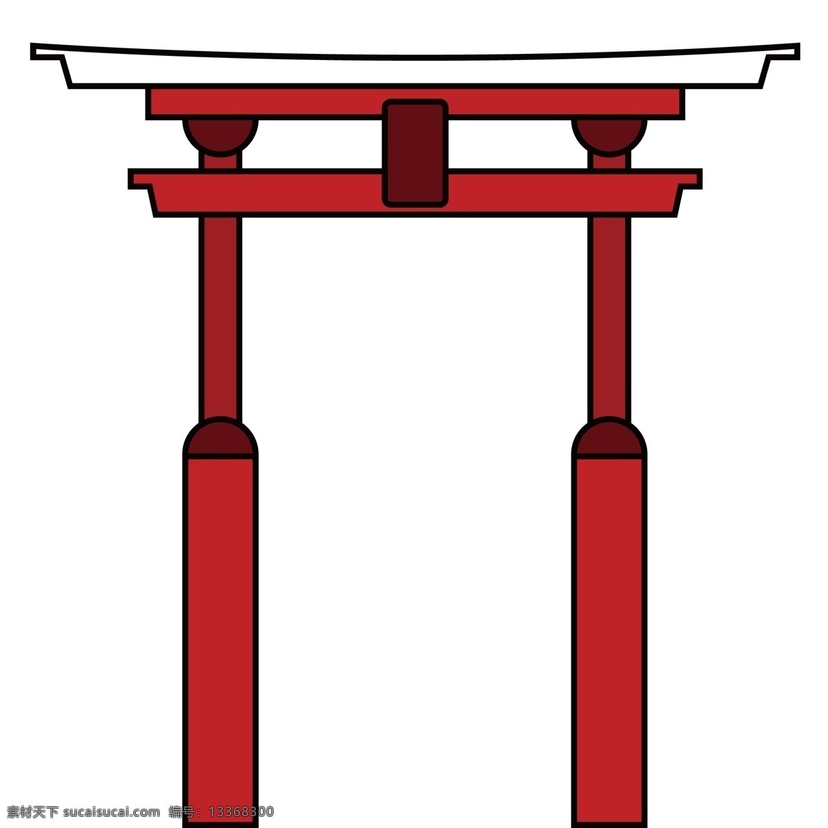 古代 的卡 通 门楼 古建筑 红色 线条风景 春季景色 日本风景 美丽的景色