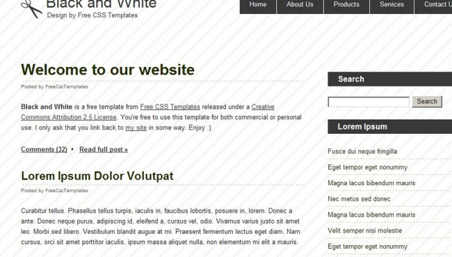 黑白 简单 blog 网页模板 网页设计 博客网站 网页素材