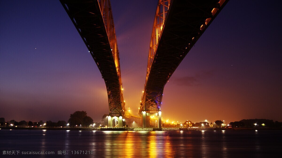 夜晚 美景 大桥 美国 灯光 水上的桥 漂亮的夜景 唯美夜景 倒影 旅游 景观 灯火辉煌 静谧夜晚 旅游摄影 国外旅游