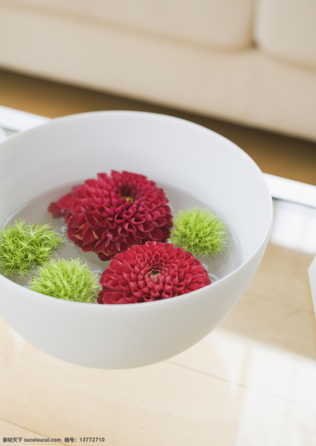 碗里的鲜花 家居 家居生活 时尚 安静 恬淡 唯美 清新 大腕 鲜花 玻璃桌 室内设计 环境家居 白色