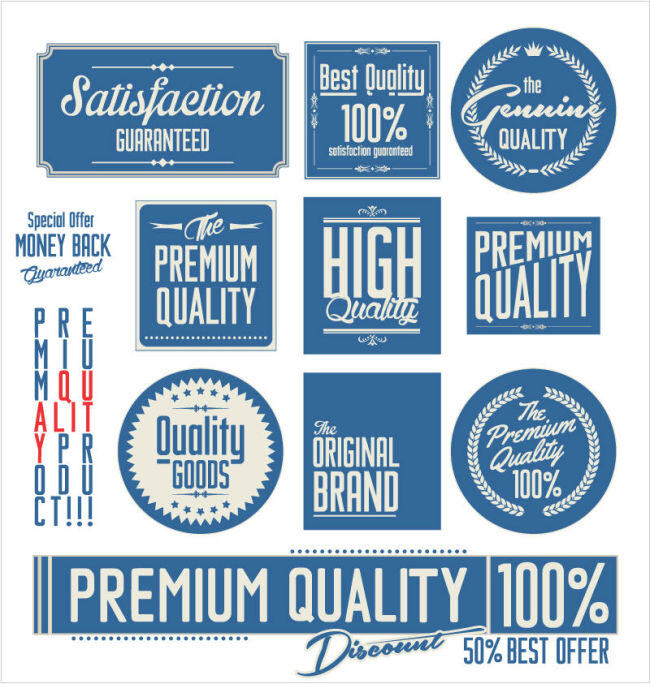 蓝色 高品质 促销 标签 矢量 复古 简约 矢量素材 矢量图 其他矢量图