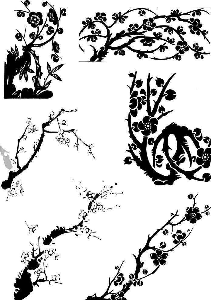 矢量梅花 花 梅花 矢量 清晰 细致 底纹边框 花边花纹