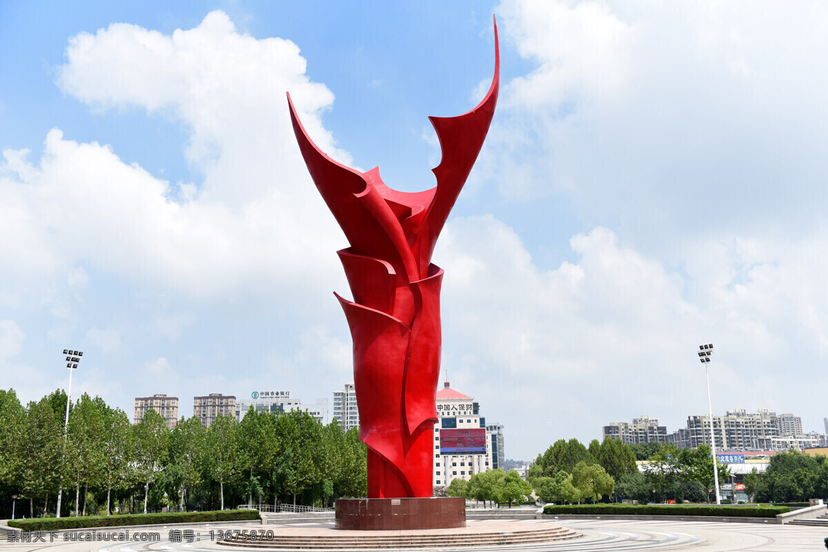 安徽 六安 标志 雕塑 中心 广场 火炬 中心广场 自然景观 风景名胜