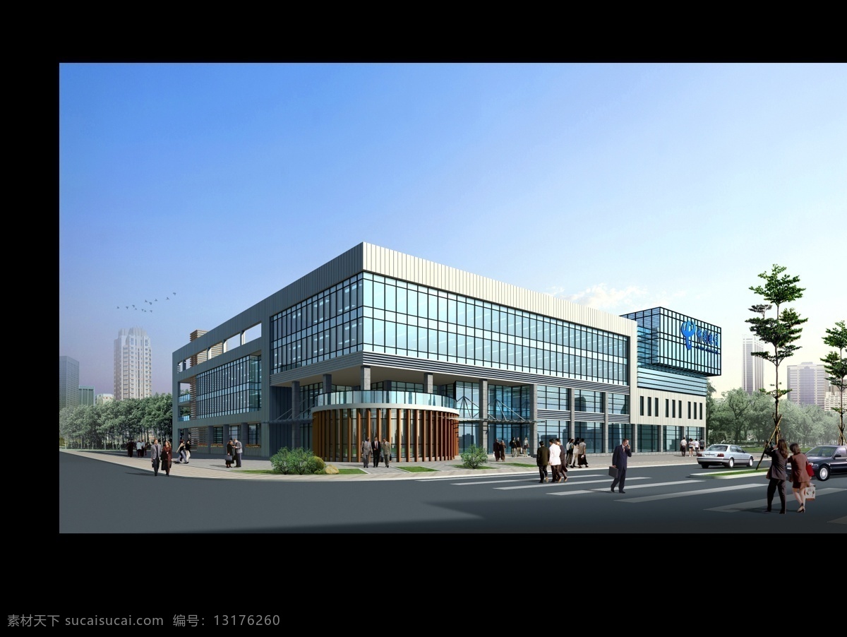 建筑 景观 效果图 商业街 商场 建筑设计 景观设计 建筑效果图 景观效果图 马路 蓝天 后期制作素材 环境设计 源文件