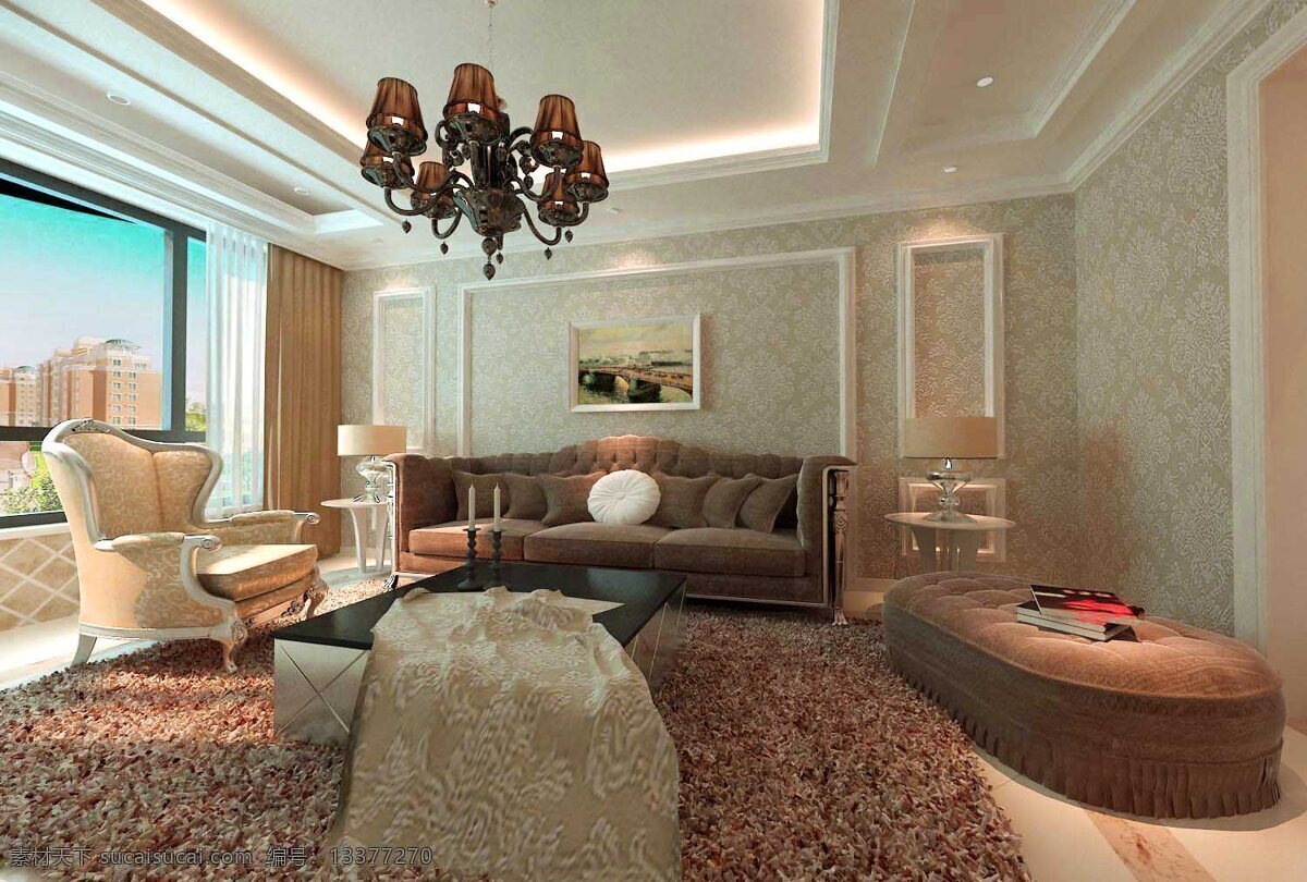 客厅效果图 欧式风格 客厅 沙发背景 吊顶 沙发 地面 石膏线条 绥中效果图 3d作品 3d设计