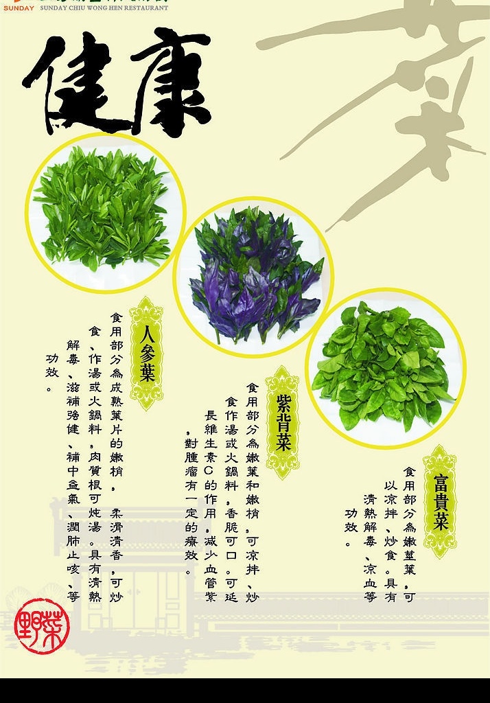 野菜 健康菜 人参叶 紫菜叶 富贵叶 底纹 美食 三岛 潮 皇轩 大 酒楼 矢量图库 cdr9
