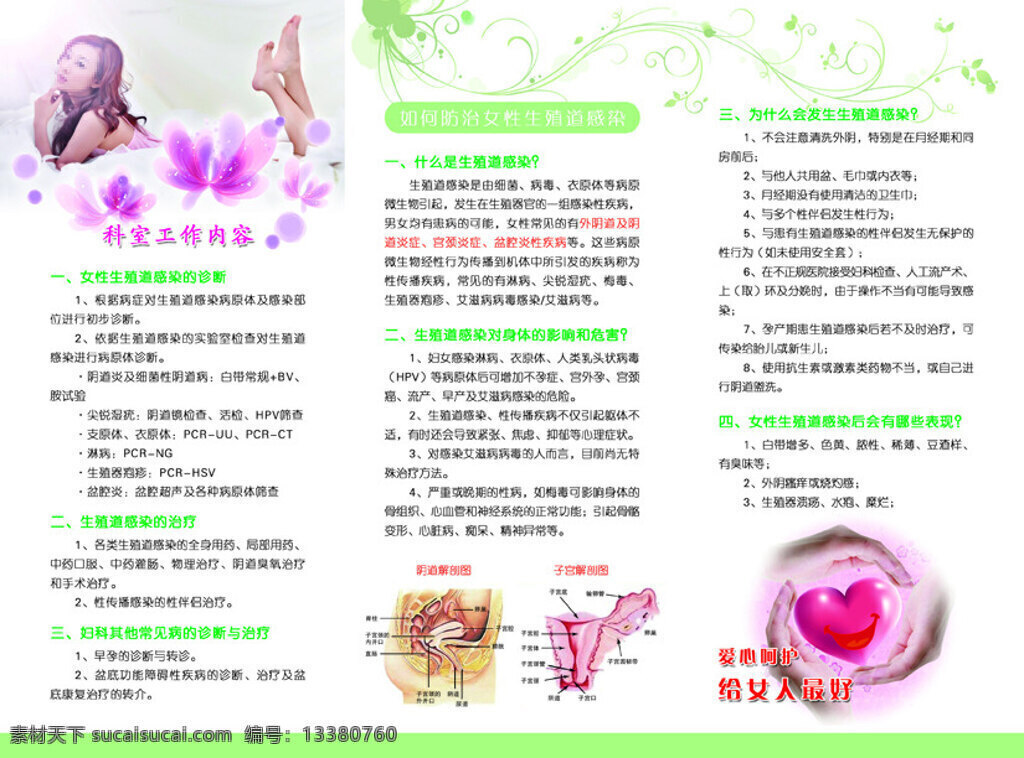 妇幼 保健院 三 折页 反面 三折页 绿色