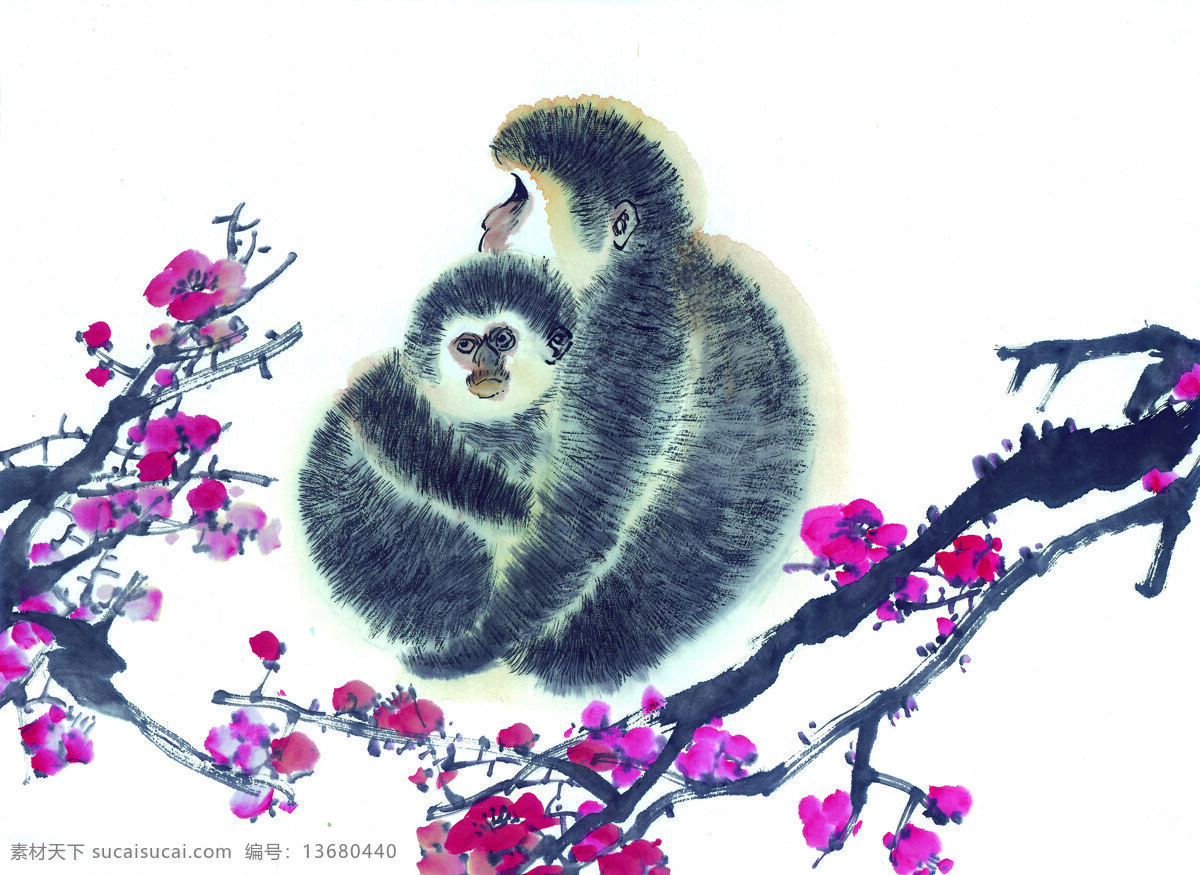 中华 艺术 绘画 古画 动物 猴子 中国 古代 传统绘画艺术 美术绘画 名画欣赏 水彩画 水墨画 文化艺术