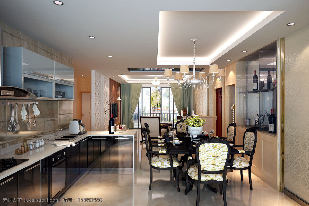 餐厅 厨房 吊顶 环境设计 简约 时尚 室内设计 风 设计素材 模板下载 家居装饰素材