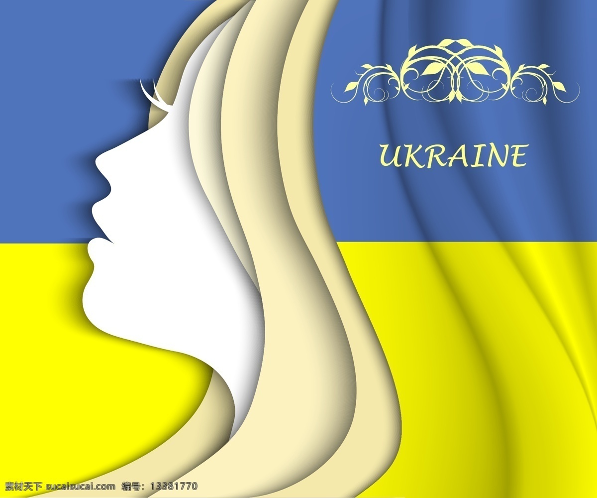 乌克兰 女子 侧 脸 侧脸 创意 立体 黄色