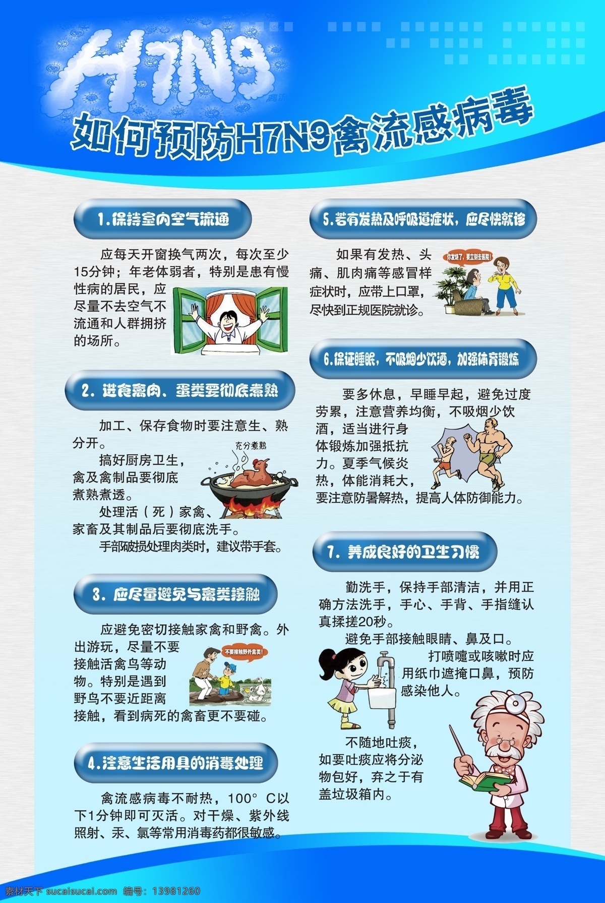科学 认识 h7n9 禽流感 病毒 蓝色 展板 原创设计 原创展板