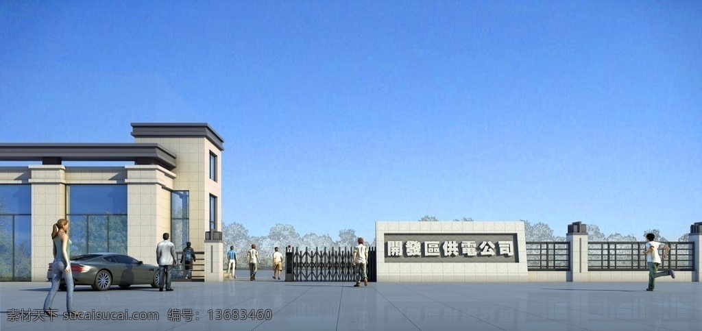 大门 入口 效果 效果图 全模 3d作品 3d设计