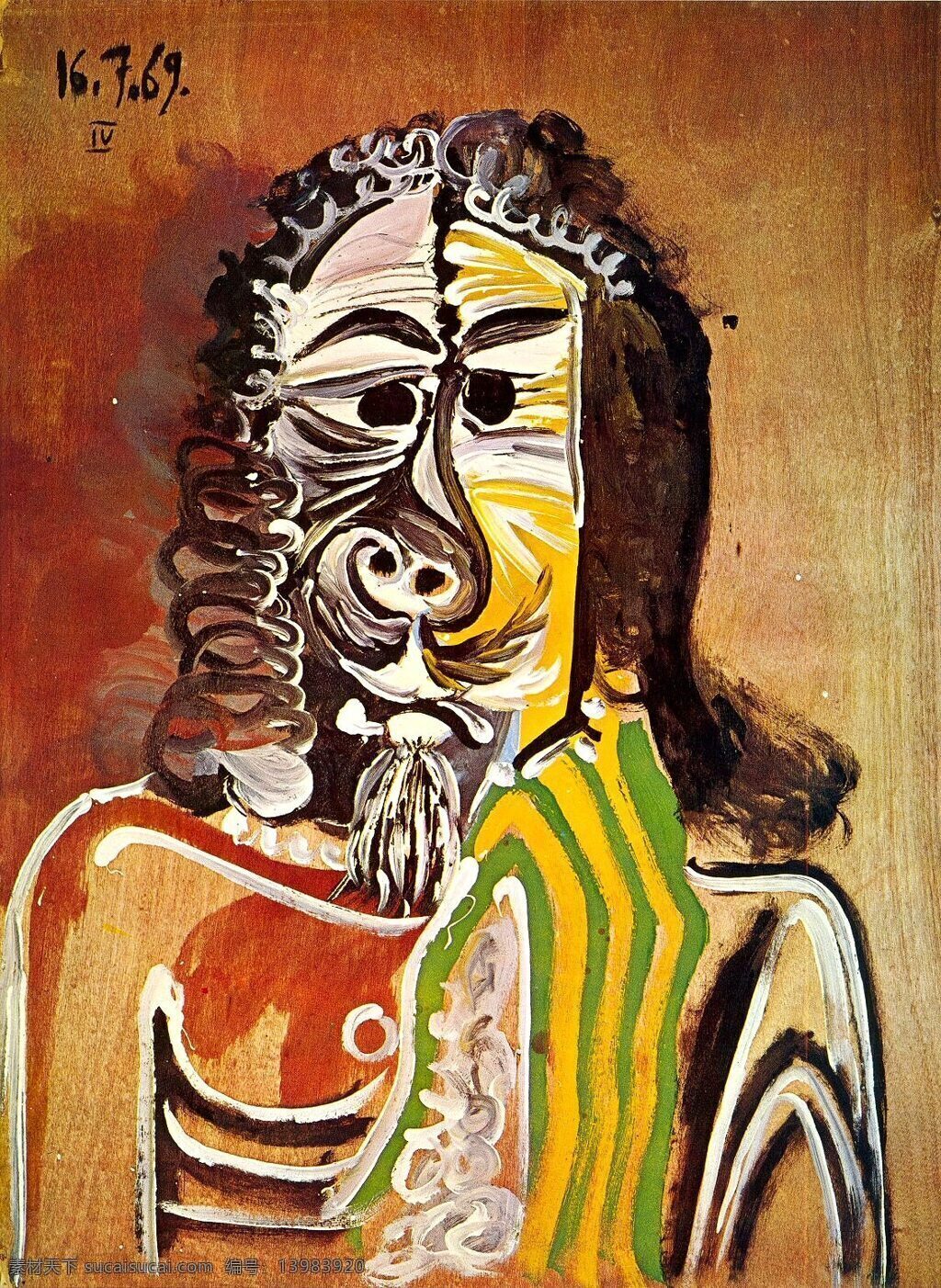 barbu 西班牙 画家 巴勃罗 毕加索 抽象 油画 人物 人体 装饰画 homme 1969 装饰素材