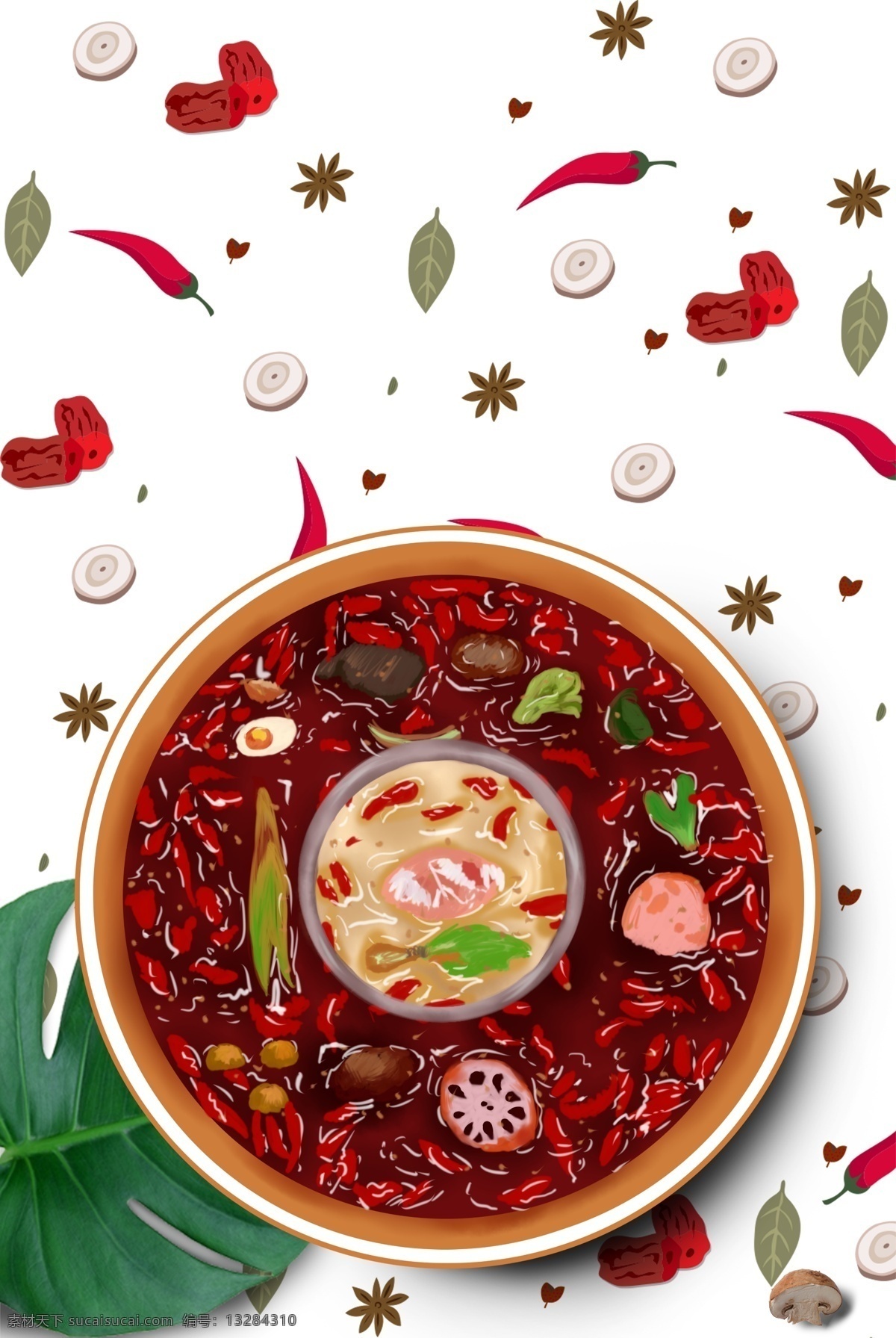 重庆火锅 背景 海报 火锅 重庆 辣椒 美食 食物 香料 麻辣 蒜蓉