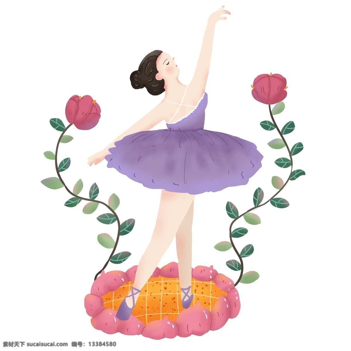 芭蕾舞 女孩 卡通 可爱 手绘 人物 插画 舞蹈 芭蕾 卡通可爱
