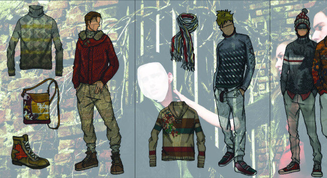 毛衣手稿设计 毛衣 服装 服装款式图 服装设计 款式图 矢量 手稿 毛衣矢量素材 帽子 男模特 鞋子 原创设计