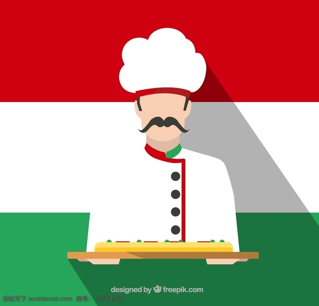 意大利 厨师 矢量 快餐食品 披萨 扁平化 高清图片