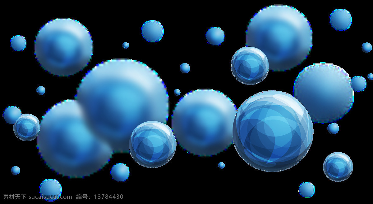 悬浮 蓝色 球体 透明 png素材 创意 简约 空间 免扣素材