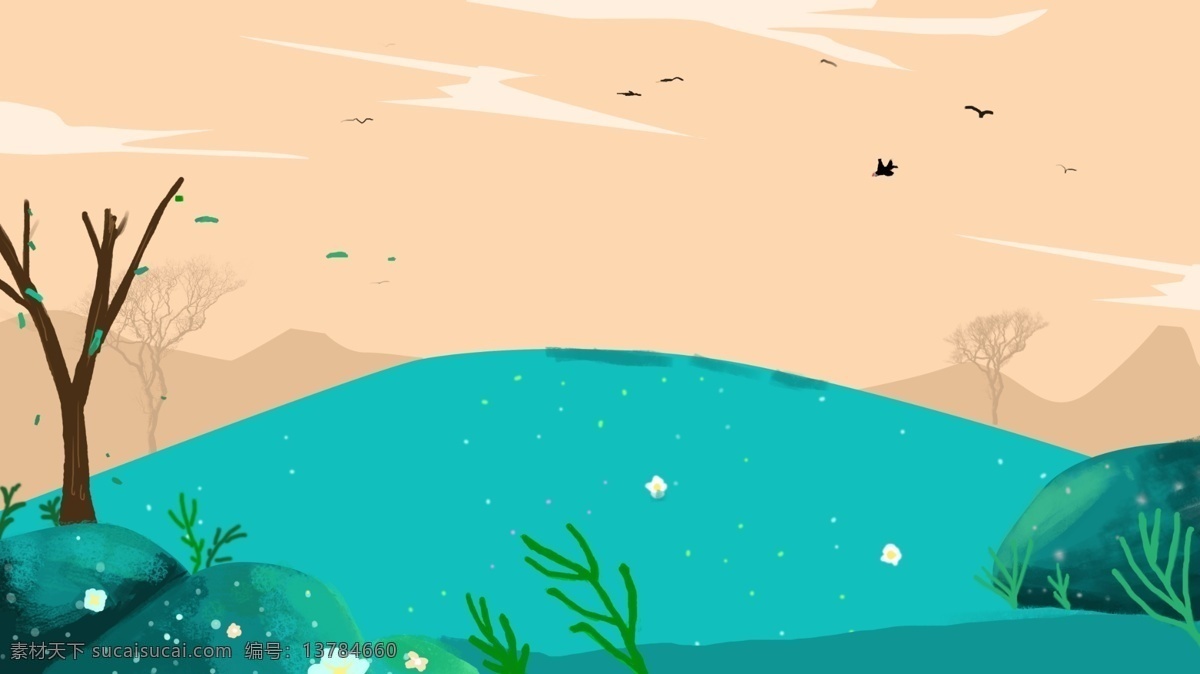 微 立体 简约 草地 背景 大海 海报背景 卡通背景 清新背景 海草 banner 背景展板 背景素材下载 彩色背景