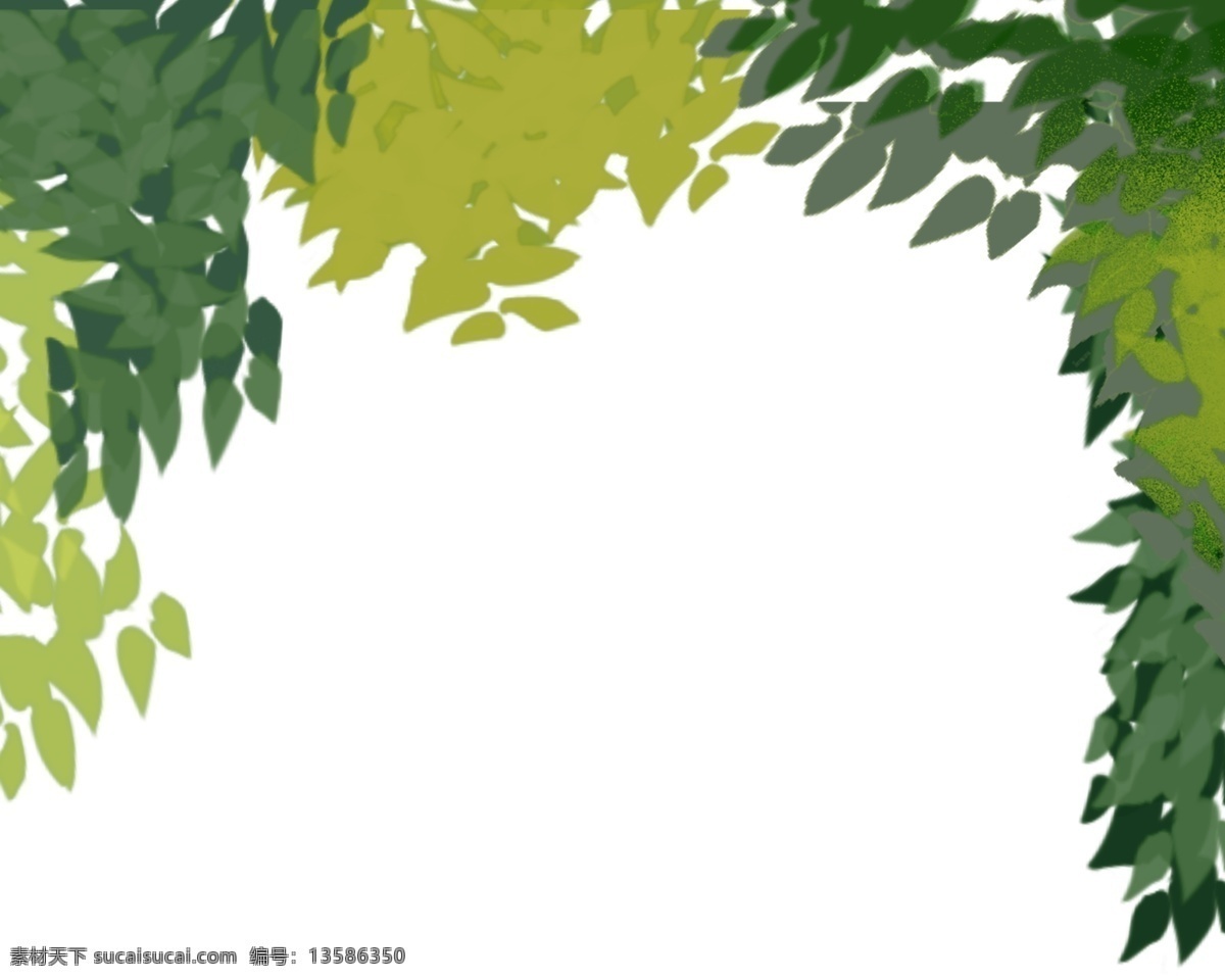 卡通 手绘 绿色 装饰 叶子 边框 装饰叶子 绿色边框