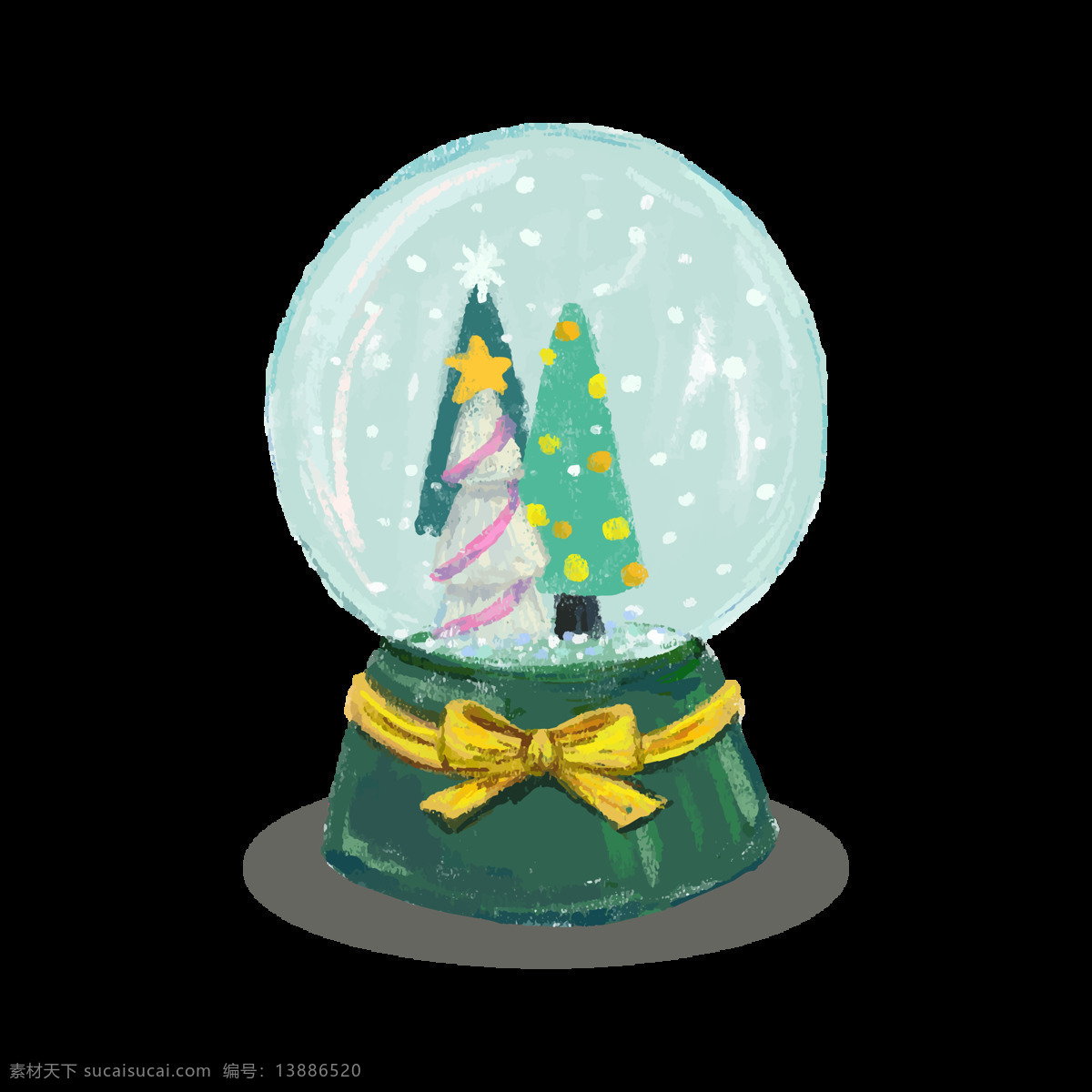 圣诞 水晶球 元素 png元素 蝴蝶结 礼物 免抠元素 漂亮 飘雪 透明素材