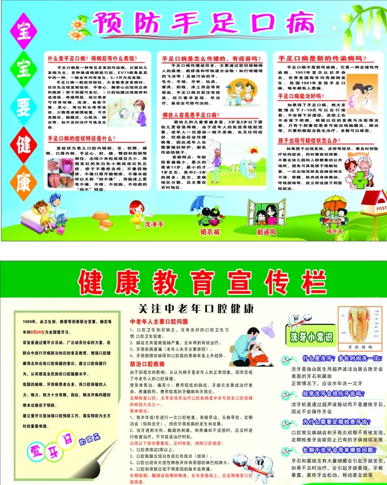 预防手足口病 健康宣传栏 牙齿宣传栏 幼儿园健康 幼儿园宣传栏 健康漫画 爱牙日宣传栏