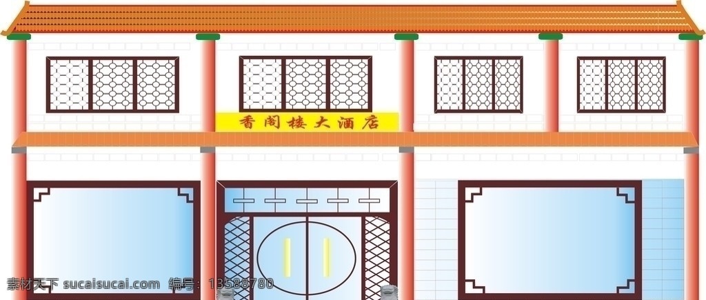 酒店 门楼 效果图 酒店建筑 酒店效果图 建筑设计 古代建筑 矢量