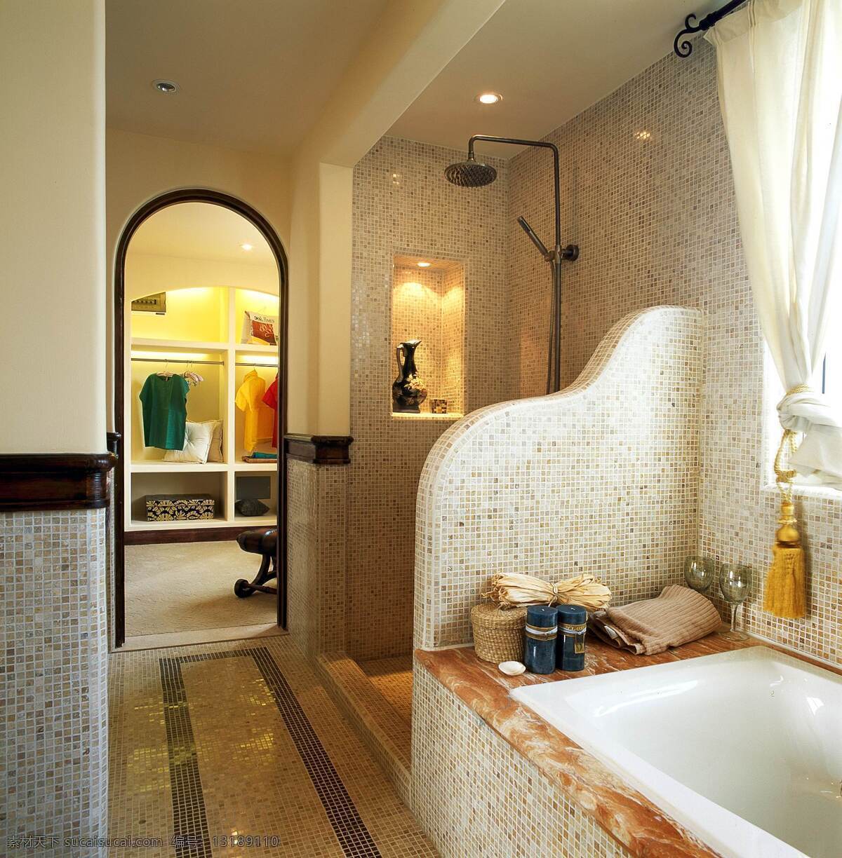 简约 风 室内设计 浴室 洗脸池 效果图 现代 浴缸 白色 调 家装 窗帘