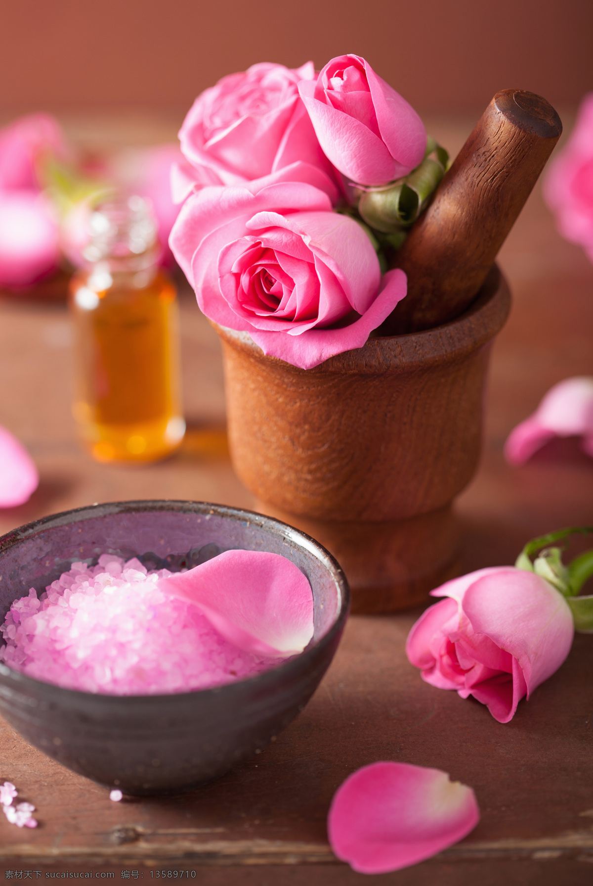 粉色 玫瑰花 浴盐 spa spa用品 鲜花 精油 其他类别 生活百科