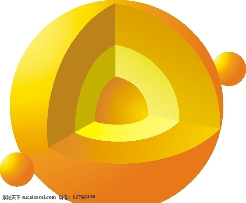 立体球 球 立体 地球 核心 地核 圆体 阴影 3d 手绘 剖面 矢量素材 其他矢量 矢量