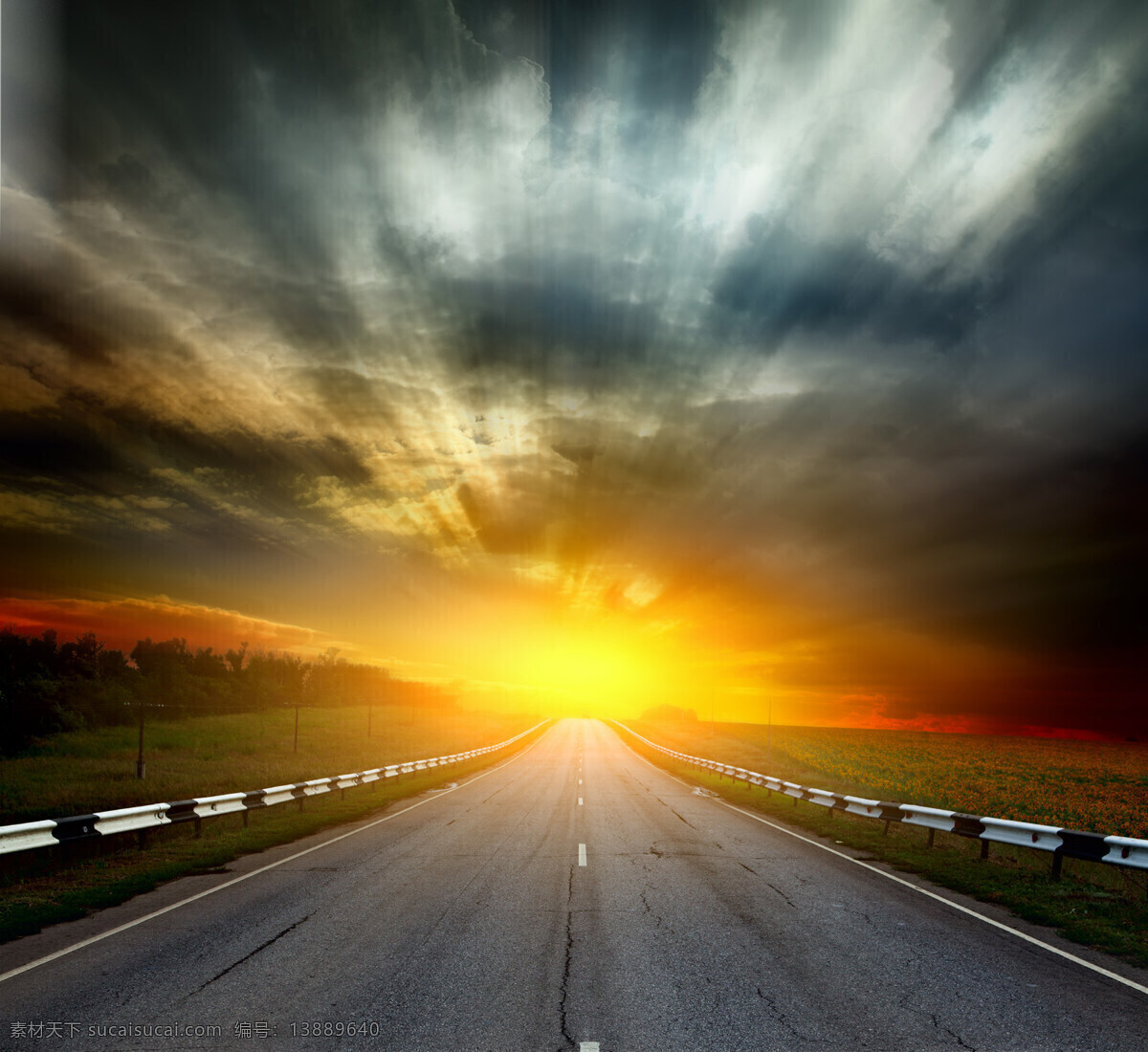 夕阳公路背景图片素材-正版创意图片500724839-摄图网