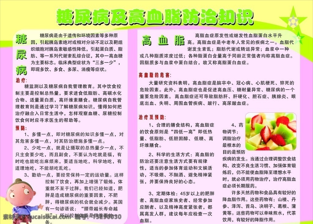 糖尿病 高血脂 防治知识 宣传栏 健康 医院素材 矢量 医疗保健 生活百科