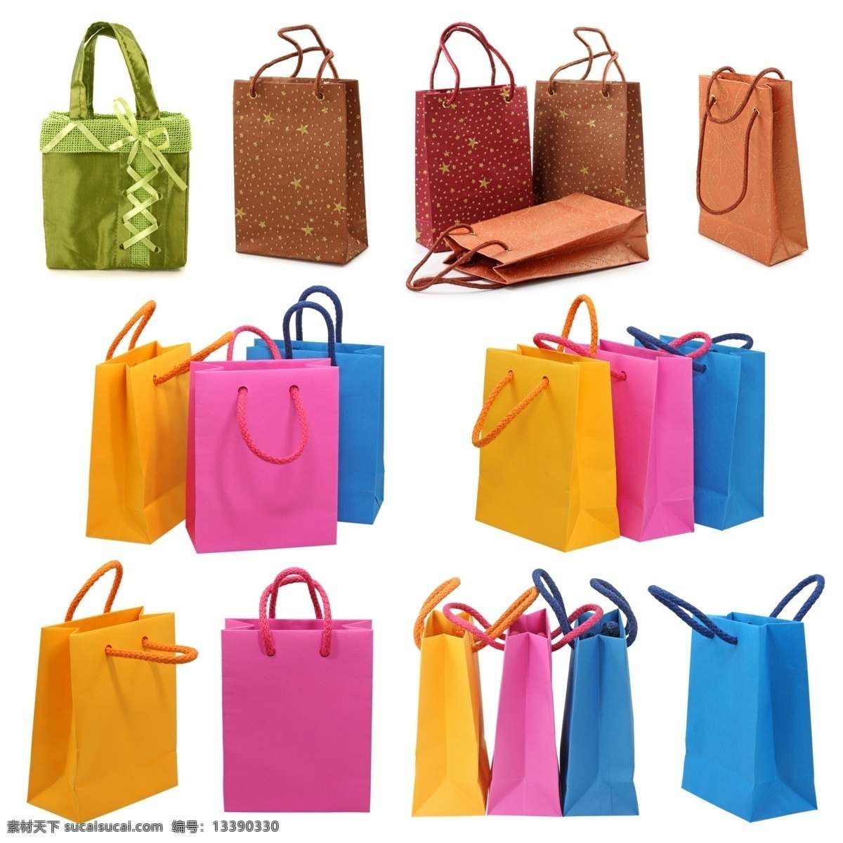 彩色 手提袋 色彩斑斓 手挽袋 纸袋 环保 袋 空白 包装袋 购物袋 shoppingbag 五颜六色 psd源文件