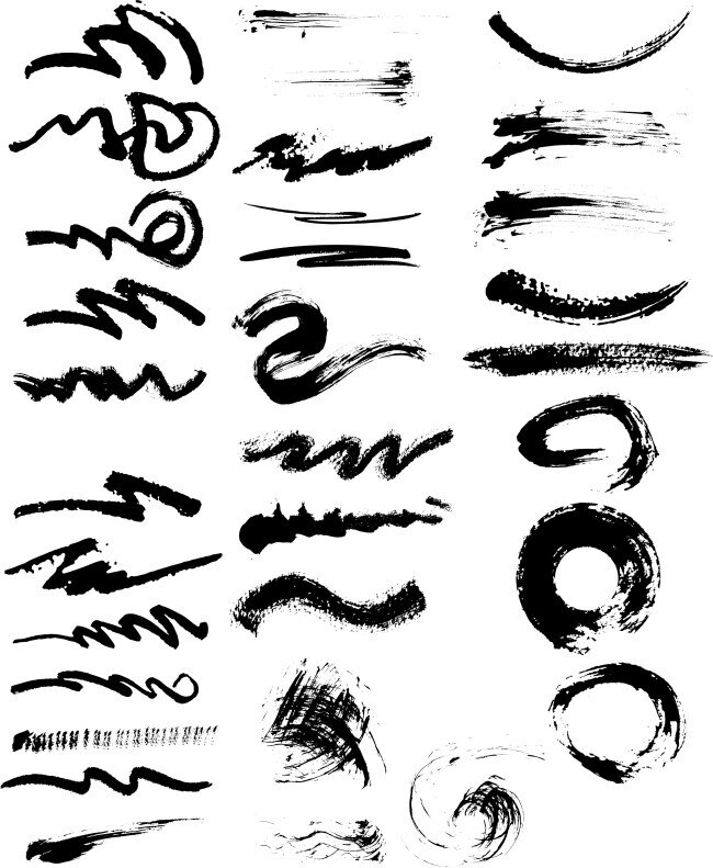 艺术 笔刷 毛笔刷 墨水 矢量图 其他矢量图