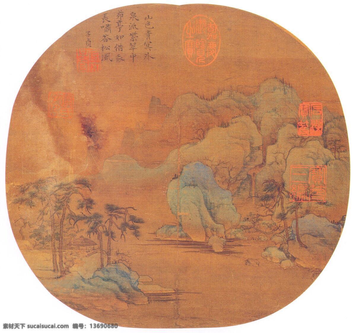 元 赵孟頫 茅亭松籁图 国画 古画 经典 山水画 文化艺术 绘画书法 设计图库